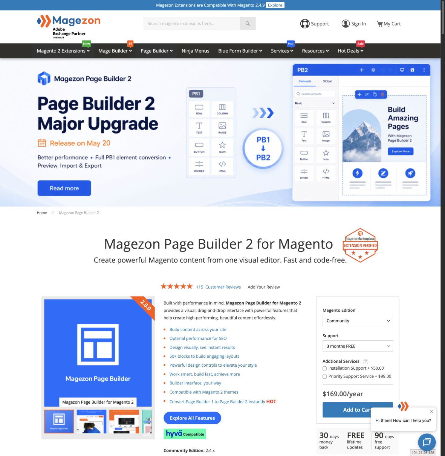 Interfaz de Magezon Page Builder 2